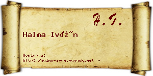 Halma Iván névjegykártya